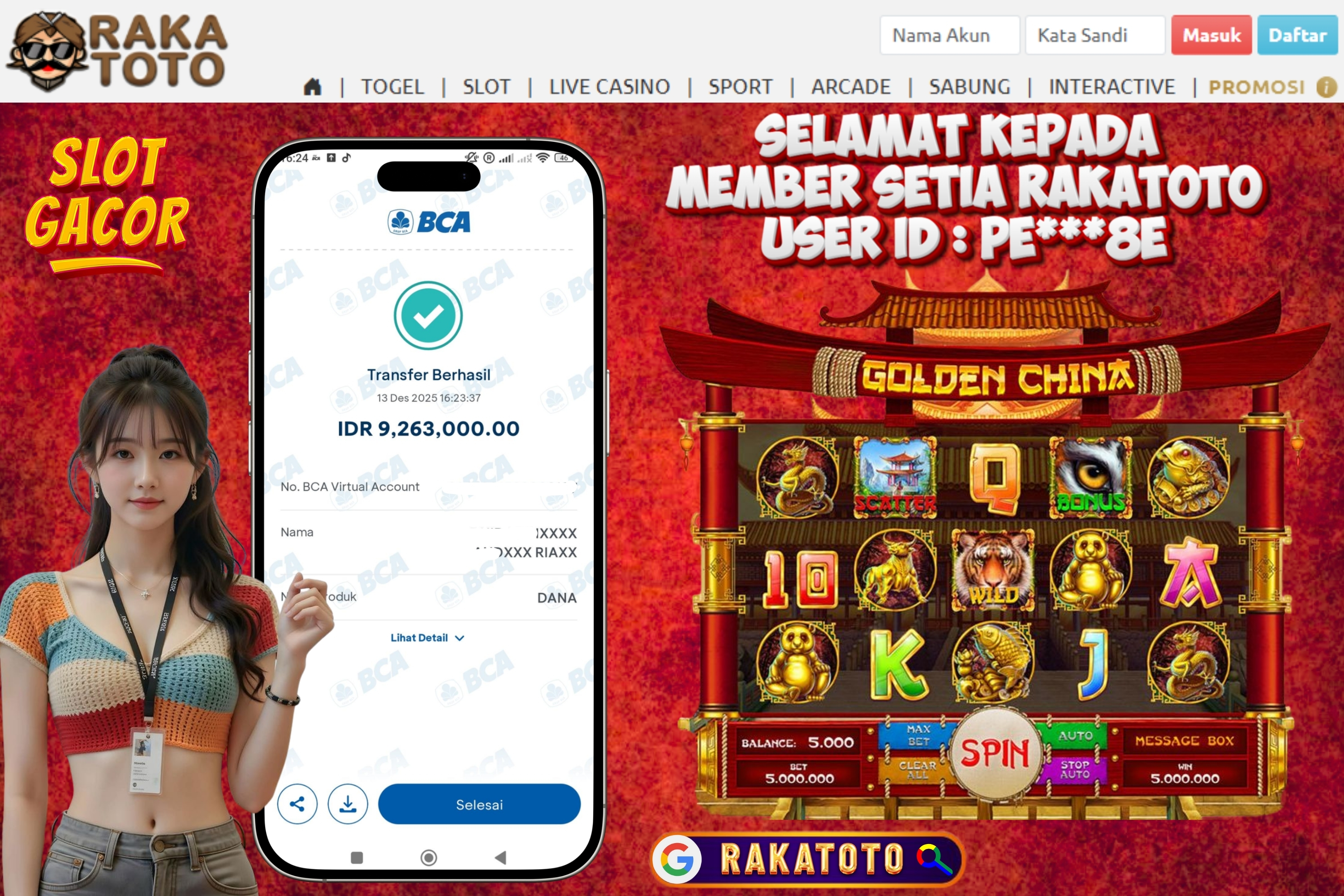 SELAMAT ATAS KEMENANGAN UNTUK MEMBER #RAKATOTO