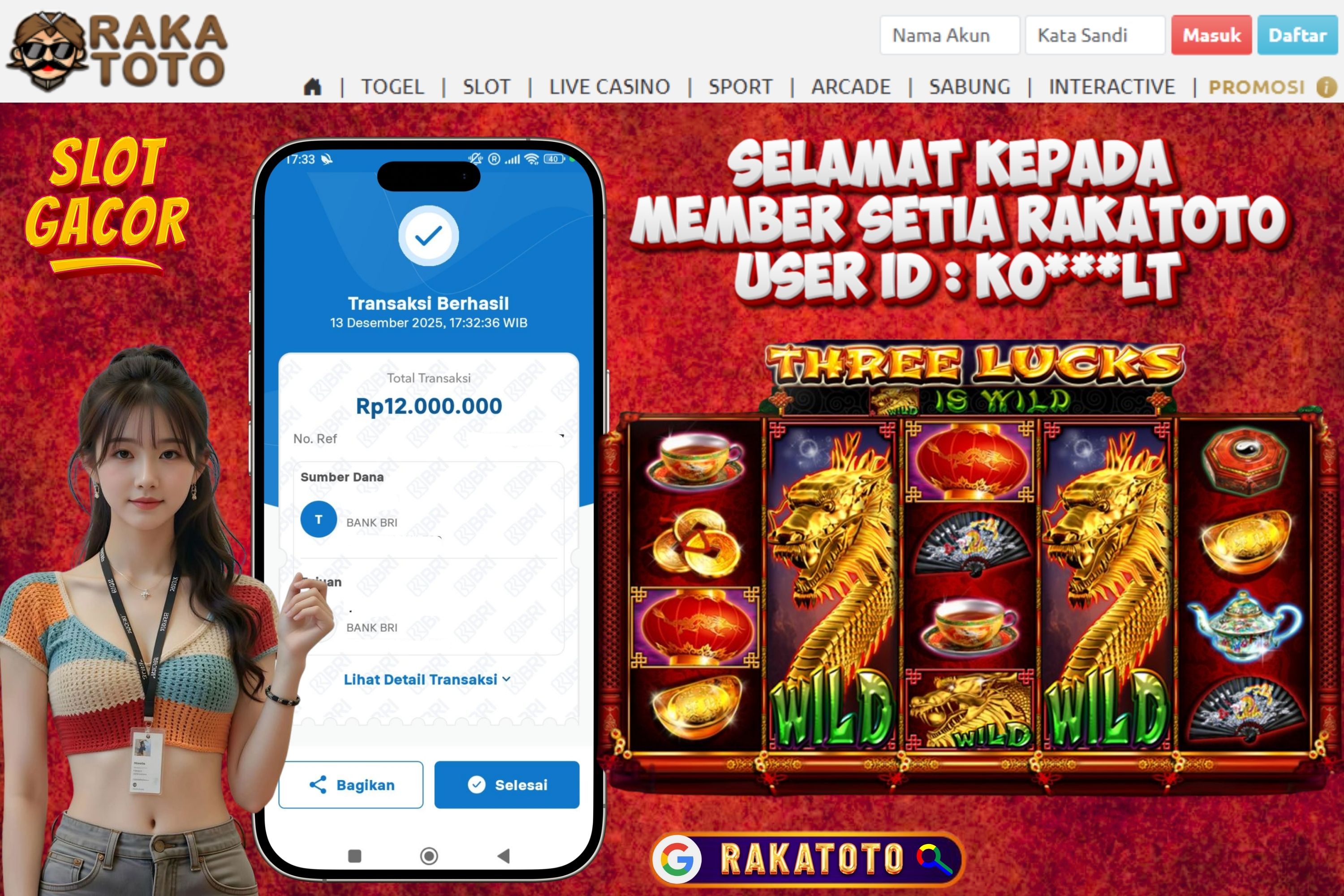 SELAMAT ATAS KEMENANGAN UNTUK MEMBER #RAKATOTO