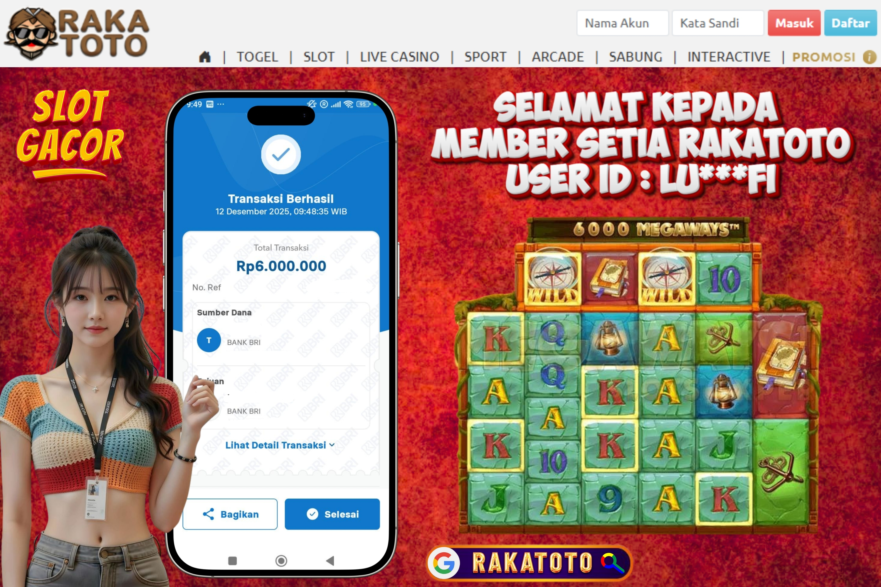 SELAMAT ATAS KEMENANGAN UNTUK MEMBER #RAKATOTO