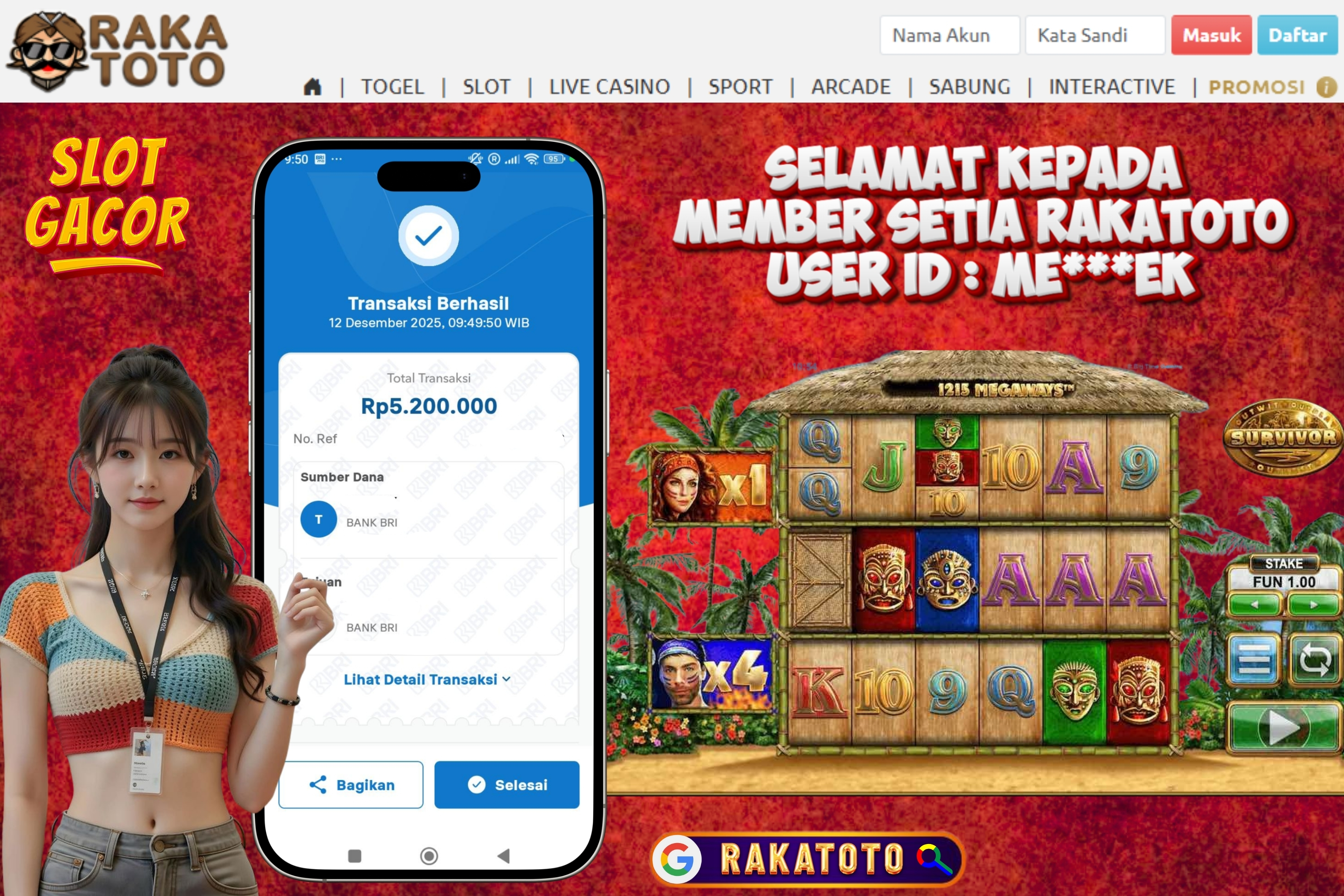 SELAMAT ATAS KEMENANGAN UNTUK MEMBER #RAKATOTO