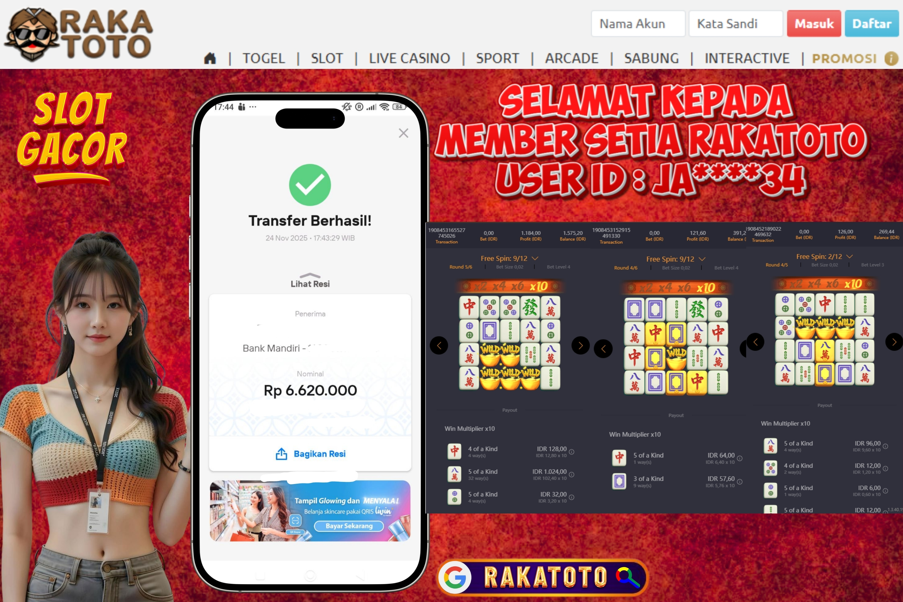 SELAMAT ATAS KEMENANGAN UNTUK MEMBER RAKATOTO